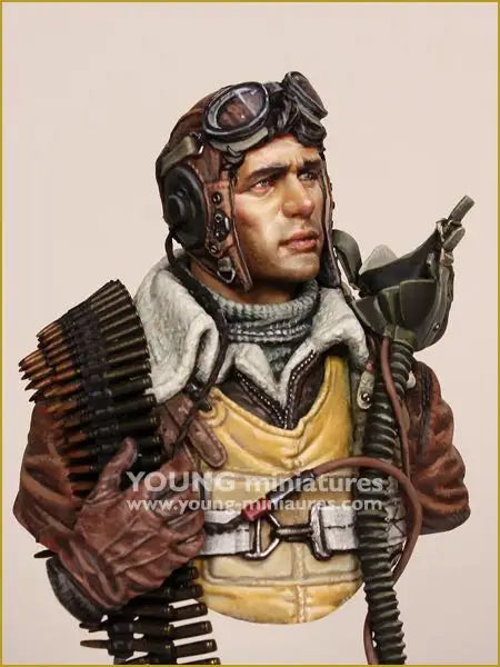1/10 Aviator with Bandoliers and Goggles, Resin Model Bust Kit, Sci-Fi Theme, Unassembled and Unpainted