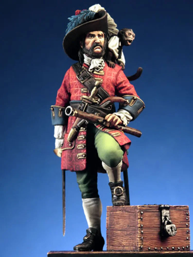 54mm Pirate Corsair Captain, Resin Model Bust Kit, Historical Theme, Unassembled and Unpainted
