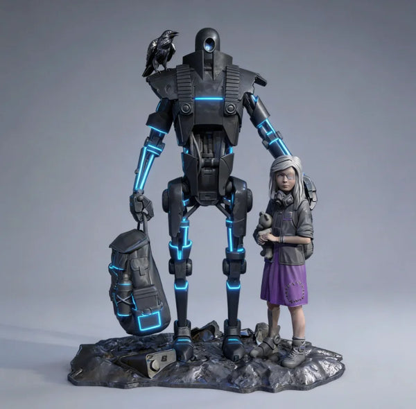 90mm Mech with Soldiers, 3 Figures, Resin Model Diorama Kit, Sci-Fi Theme, Unassembled and Unpainted