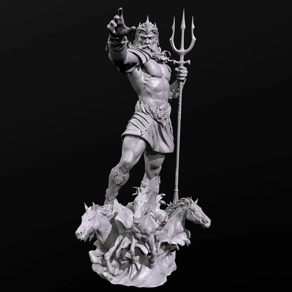 90mm Poseidon, Resin Model Figure Kit, Mythology Theme, Unassembled and Unpainted
