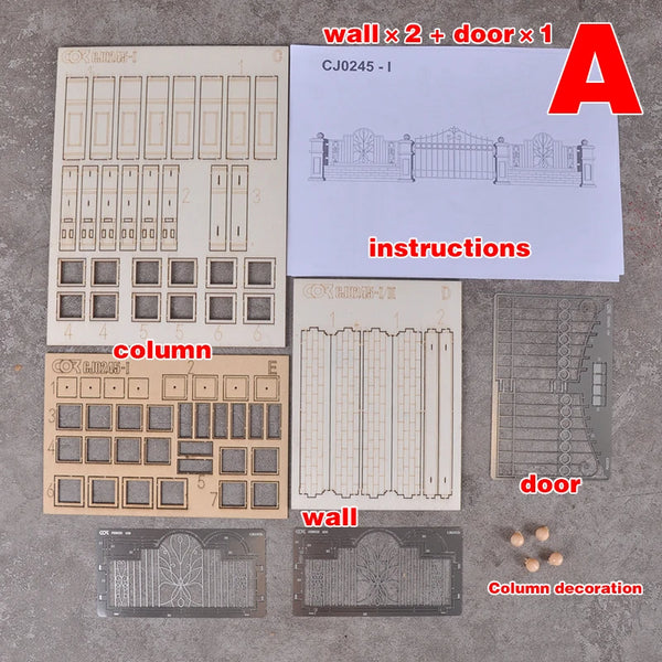 1/35 WWII Architectural Gates & Walls, Resin Model Diorama Kit, Unassembled and Unpainted