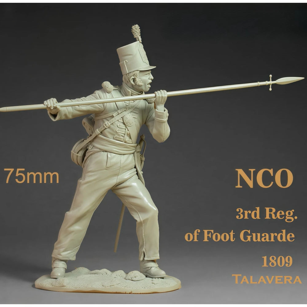 75mm Napoleonic British Infantry Guards Sergeant, Resin Model Figure Kit, Unassembled and Unpainted