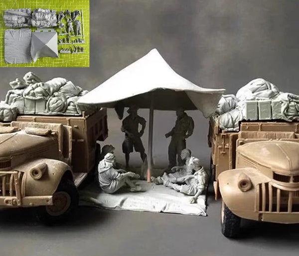 1/35 WWII North African Campaign Personnel, 6 Figures, Resin Model Figure Kit, Unassembled and Unpainted