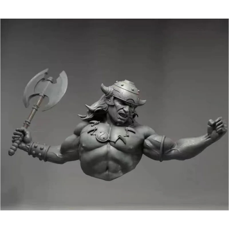 1/12 Horned Barbarian Warrior with Axe, Resin Model Bust Kit, Fantasy Theme, Unassembled and Unpainted