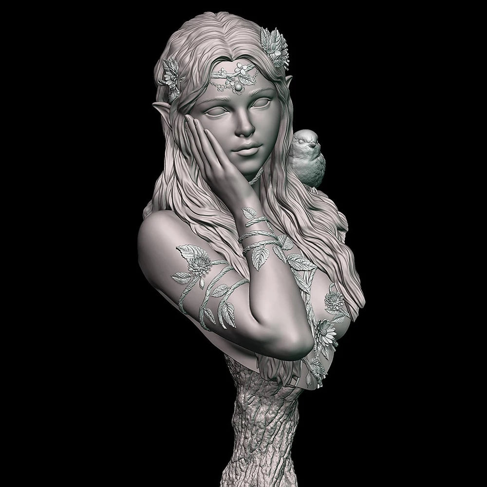 1/10 Avalynne Forest Healer, Resin Model Bust Kit, Fantasy Theme, Unassembled and Unpainted
