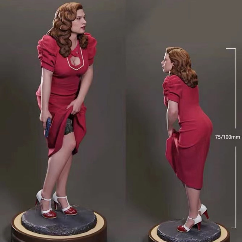 75mm Agent Carter Retro Female, Resin Model Figure Kit, Unassembled and Unpainted