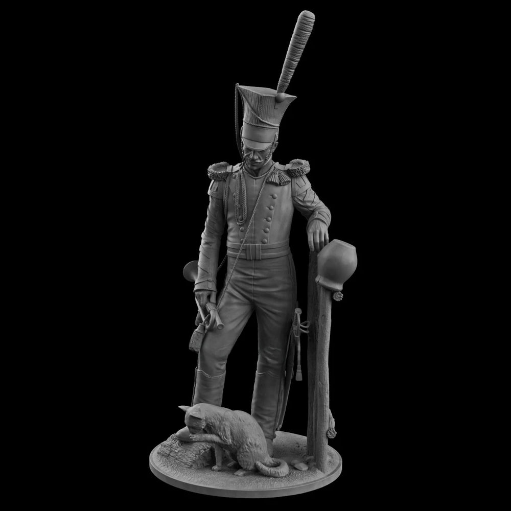 54mm Napoleonic Russian Cavalry Soldier, Resin Model Figure Kit, Unassembled and Unpainted