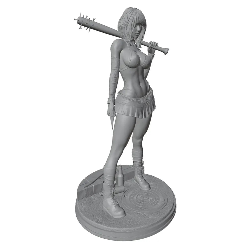 1/24 Female Barbarian with Axe and Rifle, Resin Model Figure Kit, Fantasy Theme, Unassembled and Unpainted