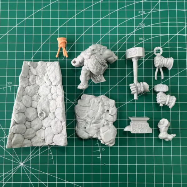 1/24 Dwarf Warrior with Throne, Resin Model Figure Kit, Fantasy Theme, Unassembled and Unpainted