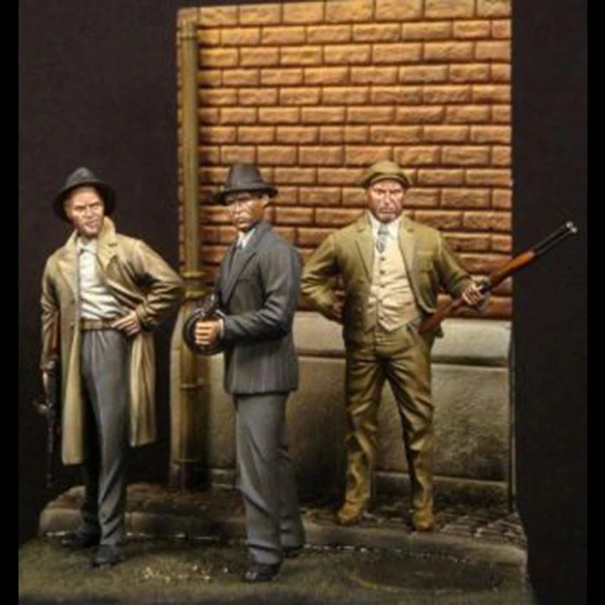 1/32 Modern 1930s Chicago Civilians, 3 Figures, Resin Model Figure Kit, Unassembled and Unpainted