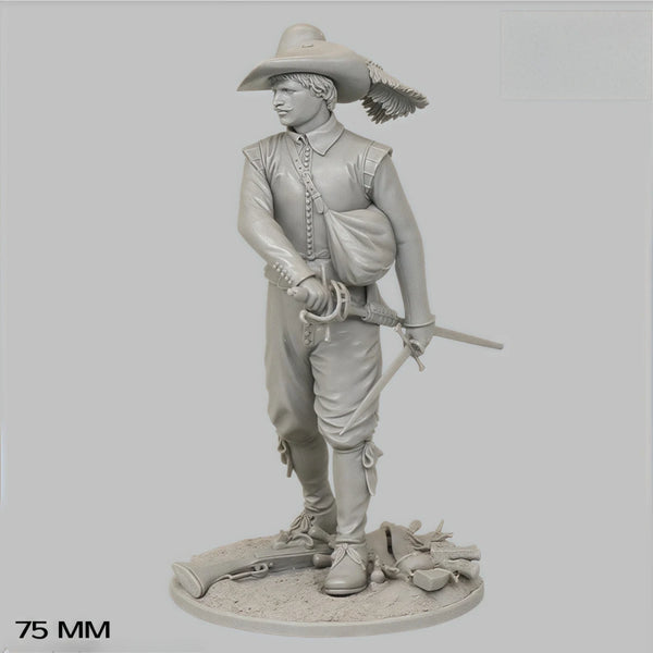 75mm Napoleonic French Officer with Sabre, Resin Model Figure Kit, Unassembled and Unpainted