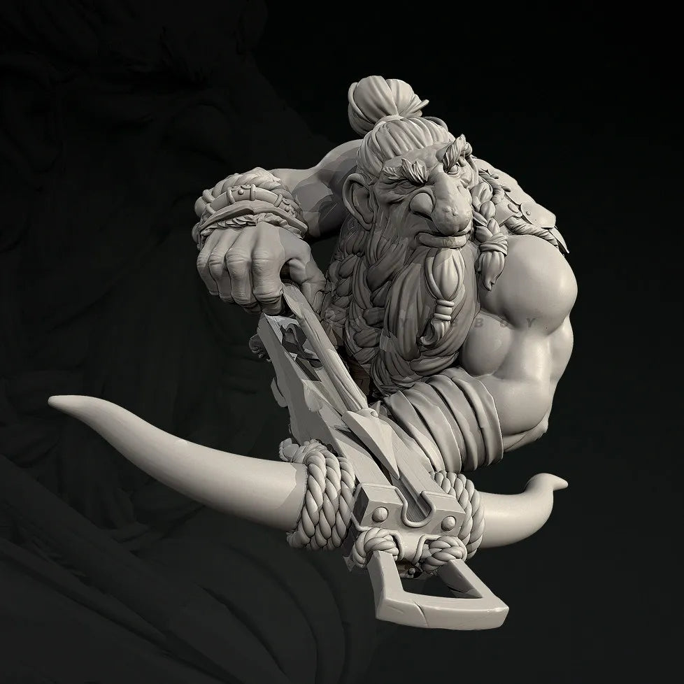 75mm Dwarf Warrior, Resin Model Bust Kit, Fantasy Theme, Unassembled and Unpainted