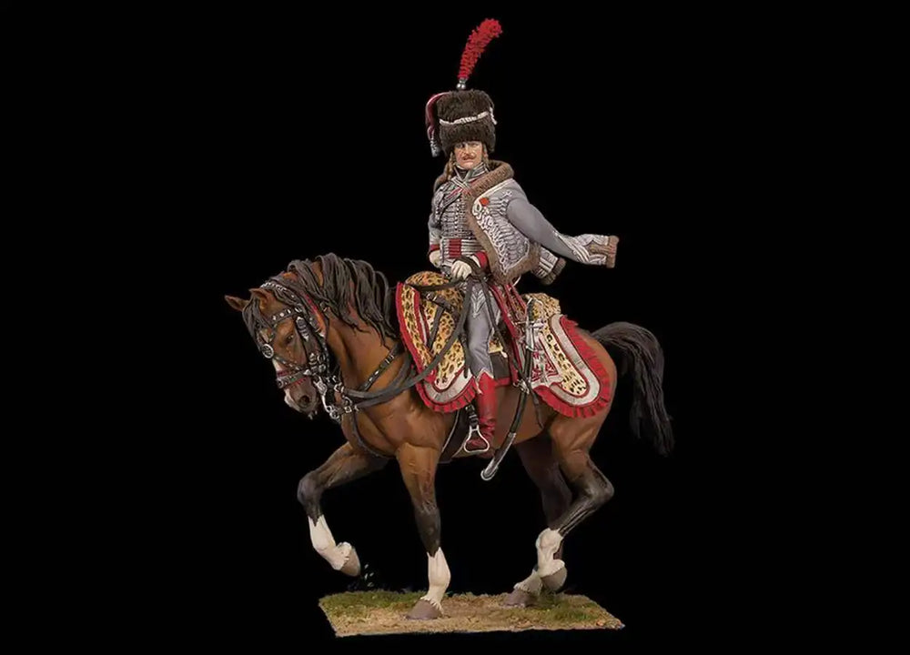 75mm Napoleonic French Hussar Guard, Resin Model Figure Kit, Unassembled and Unpainted