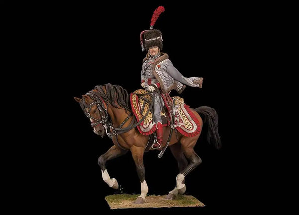 75mm Napoleonic French Hussar Guard, Resin Model Figure Kit, Unassembled and Unpainted