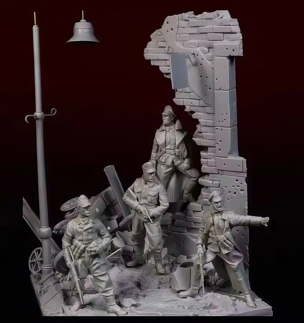 1/35 WWII Combat Scene, 6 Figures, Resin Model Diorama Kit, Unassembled and Unpainted