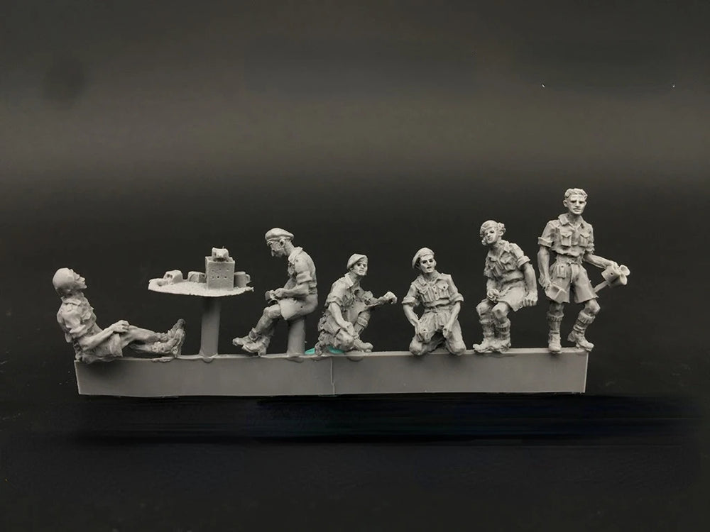 1/72 WWII Allied North Africa, 7 Figures, Resin Model Figure Kit, Unassembled and Unpainted