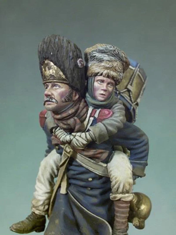 54mm Napoleonic Wounded Soldier and Comrade, 2 Figures, Resin Model Figure Kit, Unassembled and Unpainted