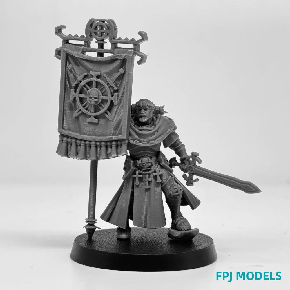 Vodalites Flag Bearer Warrior, Resin Model Figure Kit, Fantasy Theme, Unassembled and Unpainted