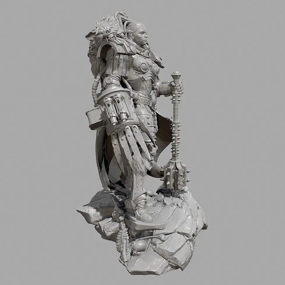 75mm Dragon Warrior, Resin Model Figure Kit, Fantasy Theme, Unassembled and Unpainted