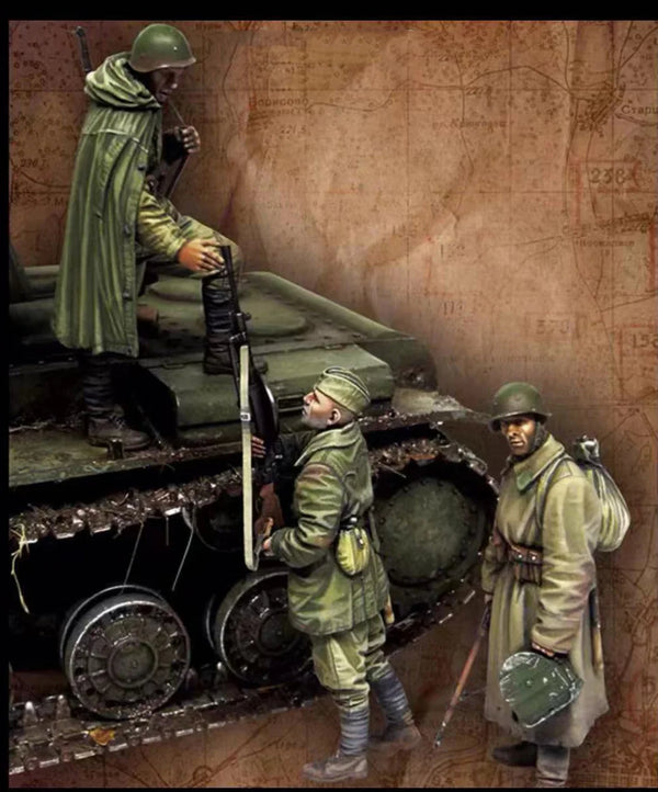 1/50 WWI Infantry Soldiers, 3 Figures, Resin Model Figure Kit, Unassembled and Unpainted