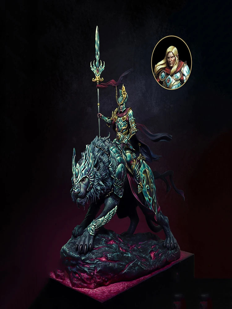 1/24 Ancient Mounted Warrior on Fantastical Beast, Resin Model Figure Kit, Unassembled and Unpainted
