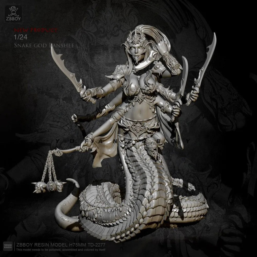 75mm Demonic Serpent Spirit, Resin Model Figure Kit, Fantasy Theme, Unassembled and Unpainted