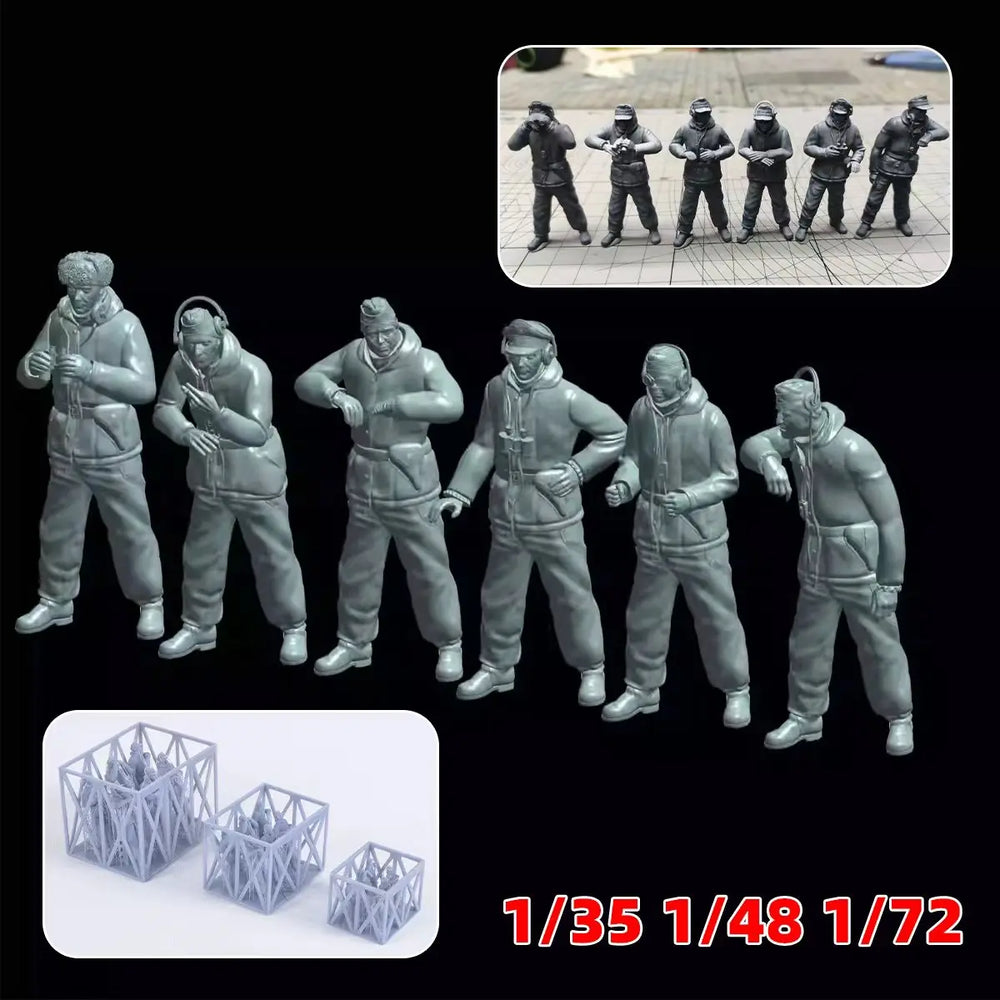 1/35 WWII Army Encampment with Soldiers, 6 Figures, Resin Model Figure Kit, Unassembled and Unpainted