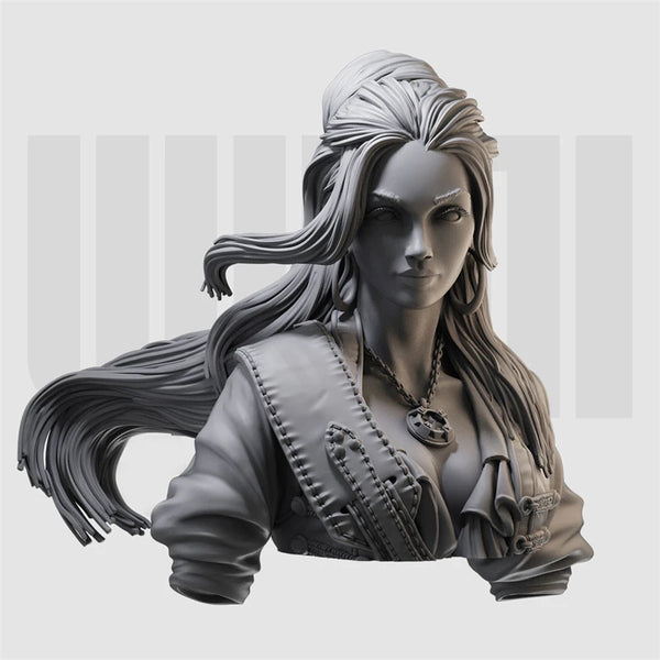 1/10 Medieval Barbarian Woman with Braided Hair and Scaled Armor, Resin Model Bust Kit, Unassembled and Unpainted