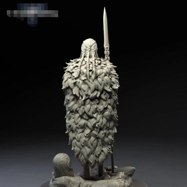 1/24 Medieval Sorceress with Braided Hair and Fur Armor, Resin Model Figure Kit, Unassembled and Unpainted