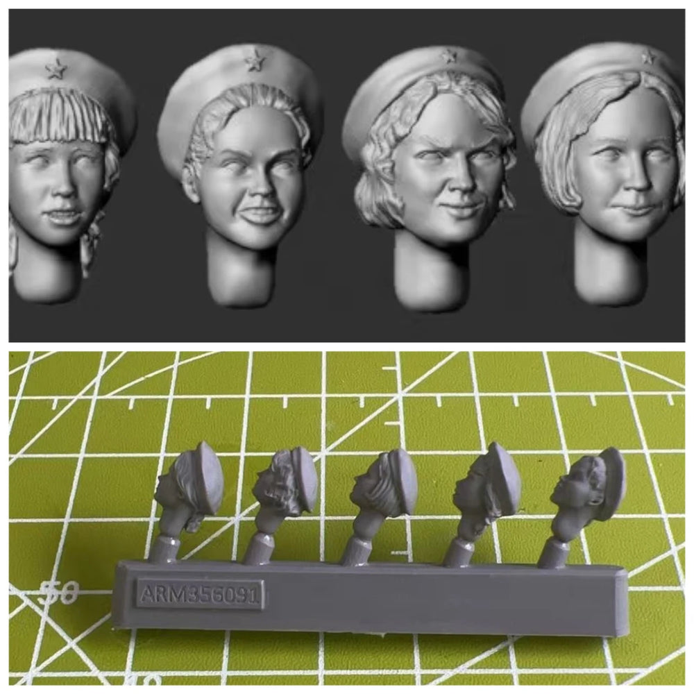 1/35 Soldier Head Replacement Set, 9 Figures, Resin Model Accessory Kit, Military Theme, Unassembled and Unpainted