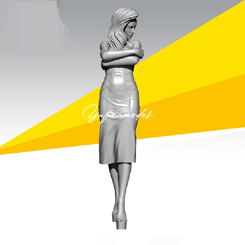 1/35 Vintage Woman in Evening Dress with Shawl, Resin Model Figure Kit, Unassembled and Unpainted