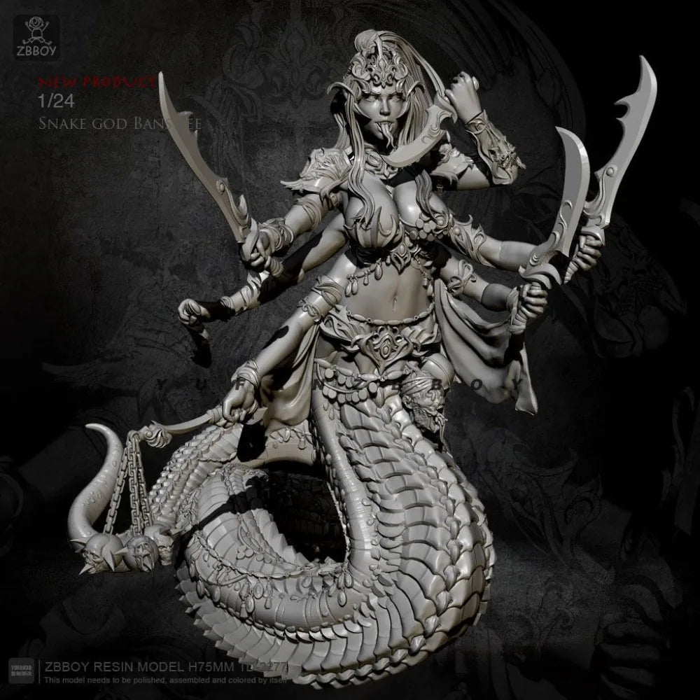 75mm Demonic Serpent Spirit, Resin Model Figure Kit, Fantasy Theme, Unassembled and Unpainted