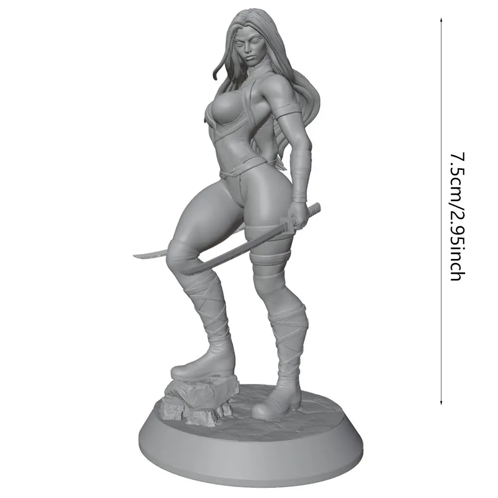 75mm Female Warrior with Scimitar and Leg Wraps, Resin Model Figure Kit, Fantasy Theme, Unassembled and Unpainted