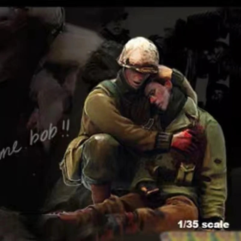 1/35 WWII US Army Medic and Wounded Soldier, 2 Figures, Resin Model Figure Kit, Unassembled and Unpainted