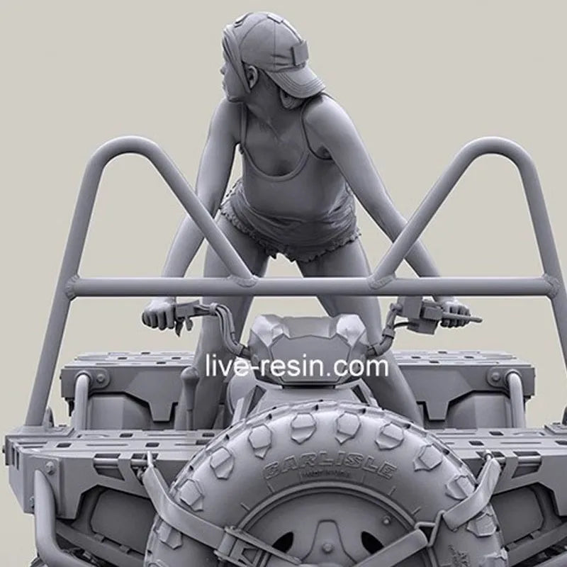 1/35 Modern Female Soldiers with ATV, 3 Figures, Resin Model Figure Kit, Unassembled and Unpainted