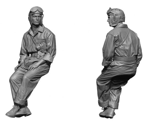 1/16 WWII US Tank Crewman Seated, 5 Figures, Resin Model Figure Kit, Unassembled and Unpainted
