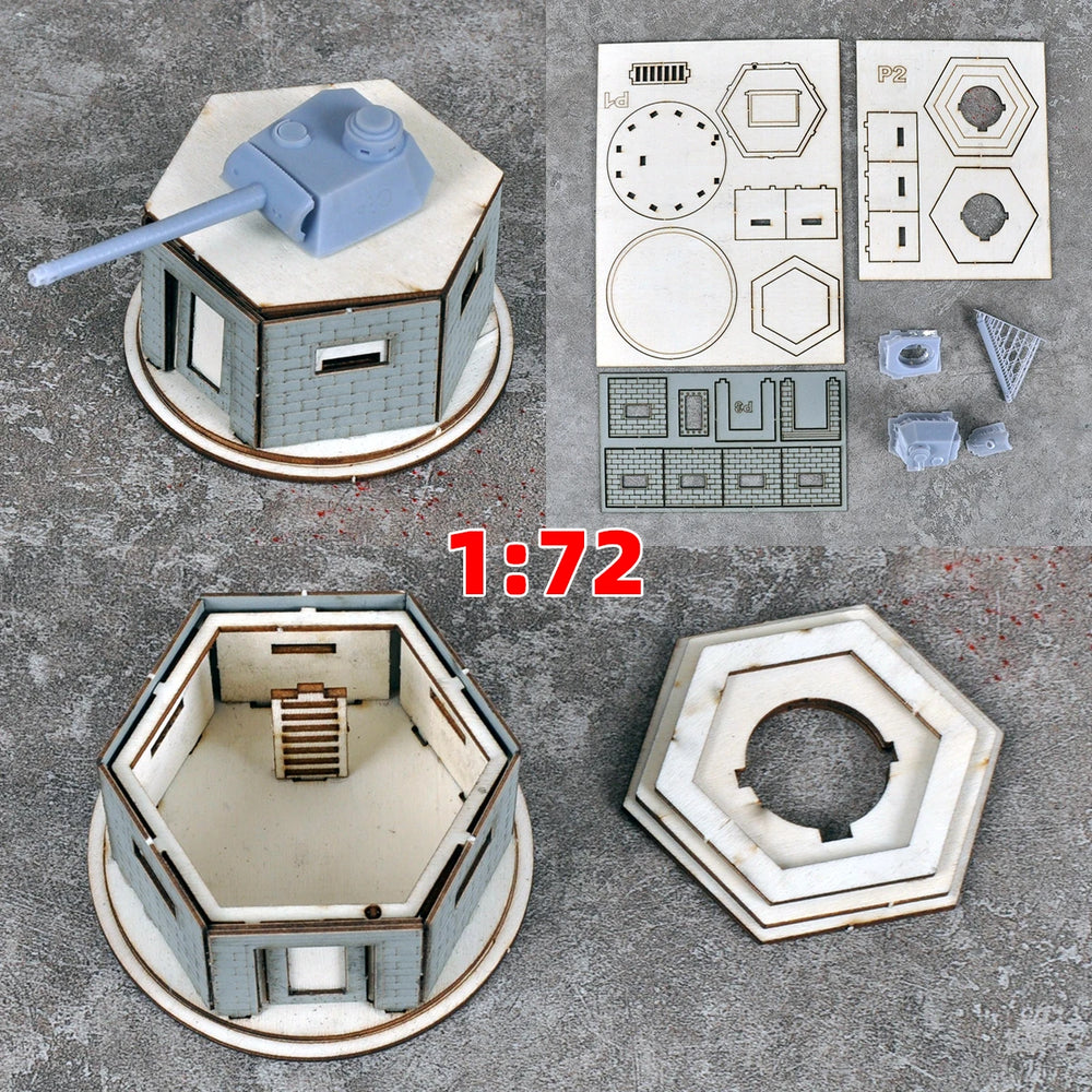 1/72 WWII German Bunker & Fortification, Resin Model Terrain Kit, Unpainted