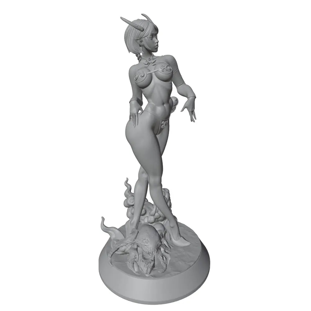 1/24 Demon Succubus with Horns, Resin Model Figure Kit, Anime Theme, Unassembled and Unpainted