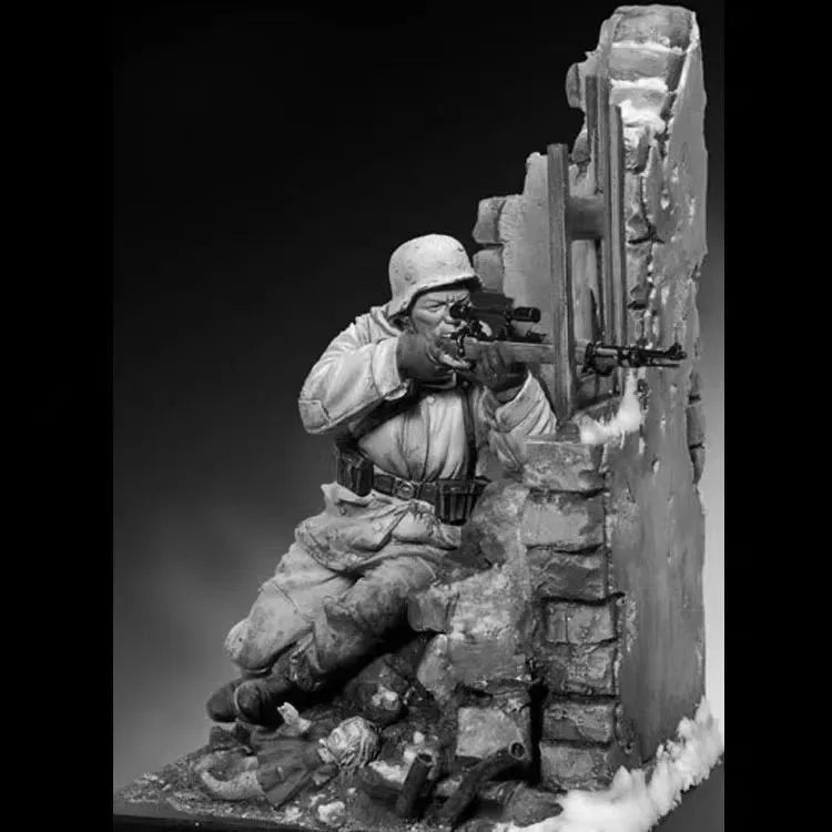 1/16 WWII Soldier at Fortification, Resin Model Figure Kit, Unassembled and Unpainted