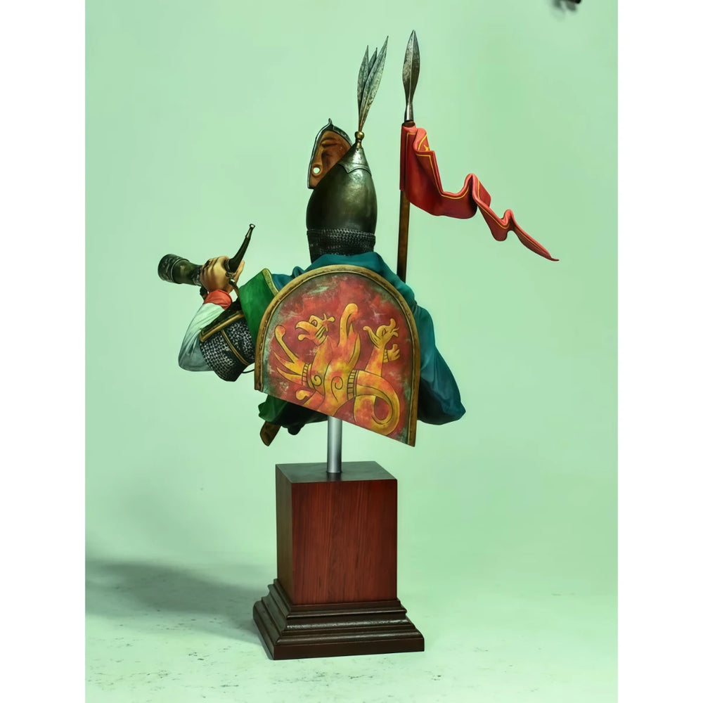 1/10 Medieval Knight with Heraldic Shield and Banner, Resin Model Bust Kit, Unassembled and Unpainted