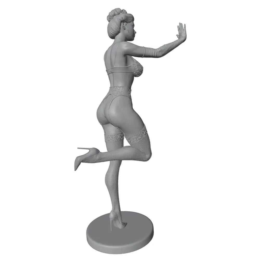 75mm Pin-up Girl Leaping with Waving Hand, Resin Model Figure Kit, Unassembled and Unpainted