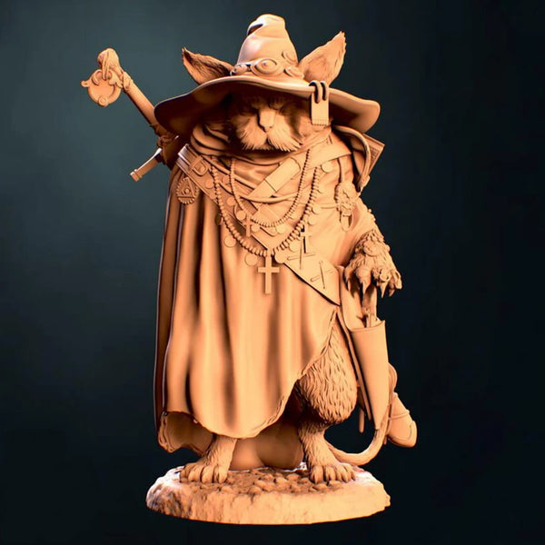 1/24 Goblin Sorcerer with Feathered Hat and Draped Cloak, Resin Model Figure Kit, Fantasy Theme, Unassembled and Unpainted