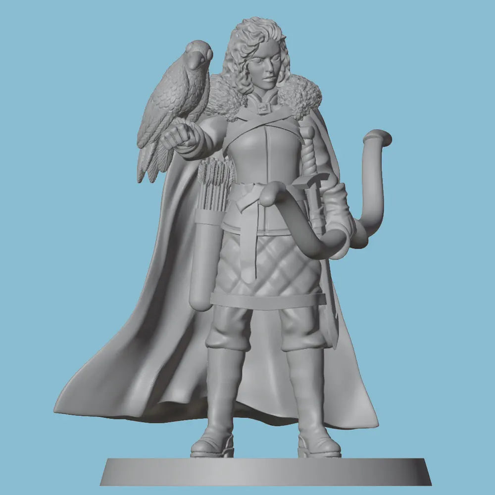 75mm Medieval Archer with Bird, Resin Model Figure Kit, Unassembled and Unpainted