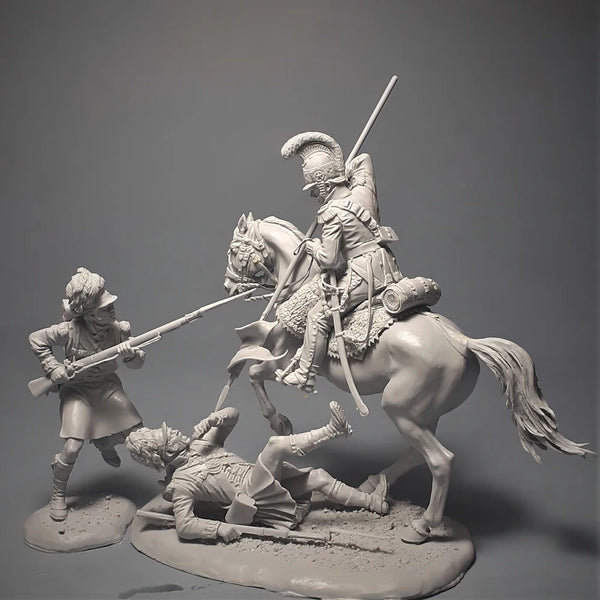54mm Napoleonic Cavalry and Infantry, 10 Figures, Resin Model Figure Kit, Unassembled and Unpainted