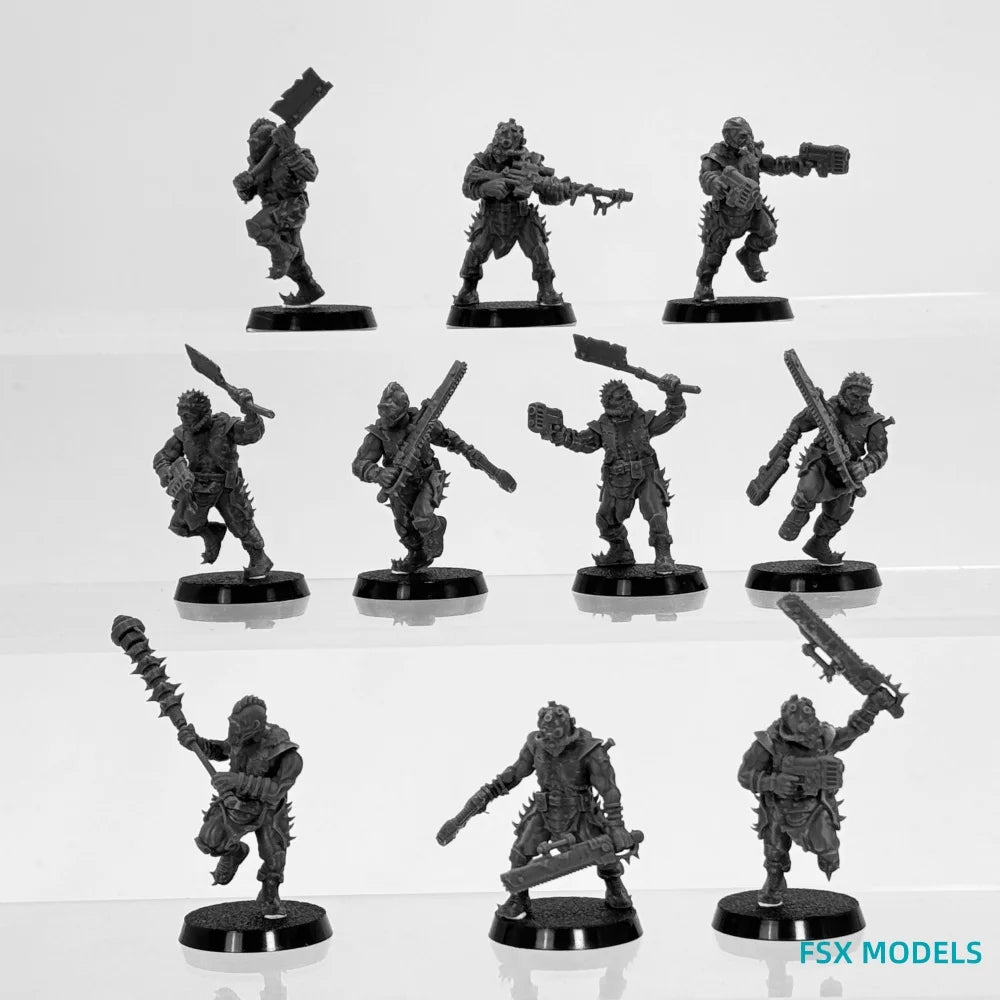 32mm Corrupted Guard Spikers, 10 Figures, Resin Model Figure Kit, Sci-Fi Theme, Unassembled and Unpainted