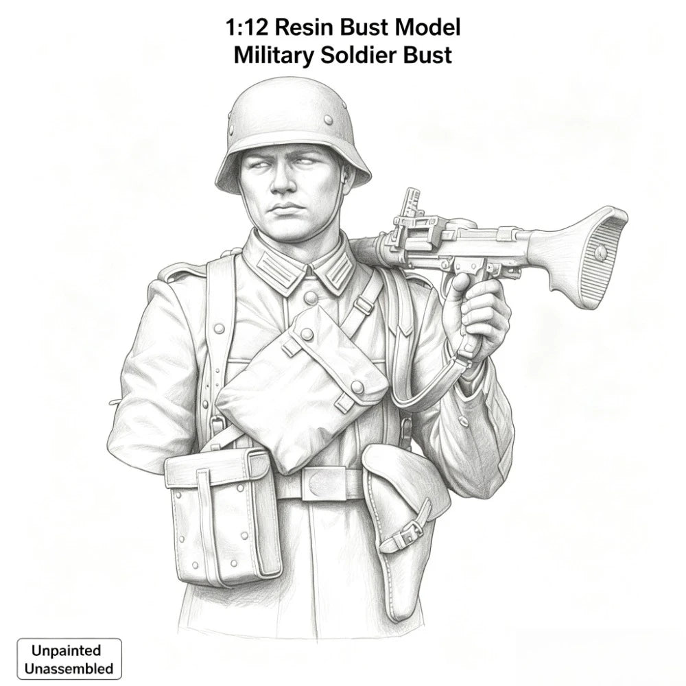 WWII German Soldier, Resin Model Bust Kit, Unassembled and Unpainted