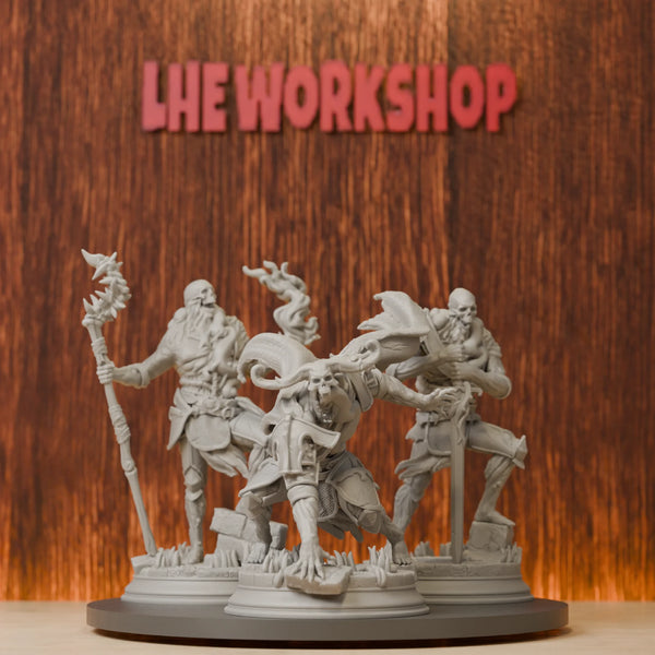 28mm Undead Skeleton Warriors, 3 Figures, Resin Model Figure Kit, Fantasy Theme, Unassembled and Unpainted