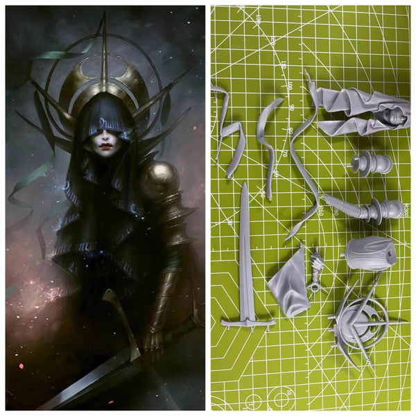 1/10 Dark Fantasy Swordsman, Resin Model Bust Kit, Fantasy Theme, Unassembled and Unpainted