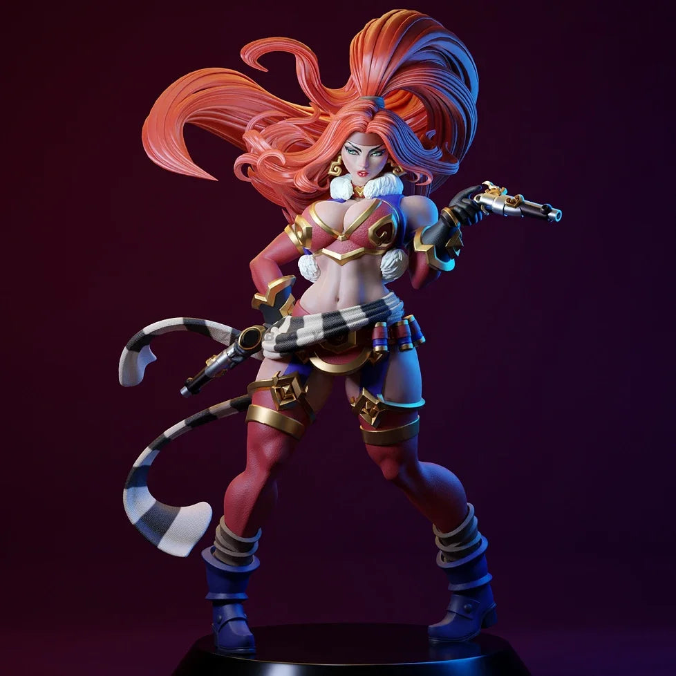 50mm Female Warrior with Flowing Hair and Rifle, Resin Model Figure Kit, Unassembled and Unpainted