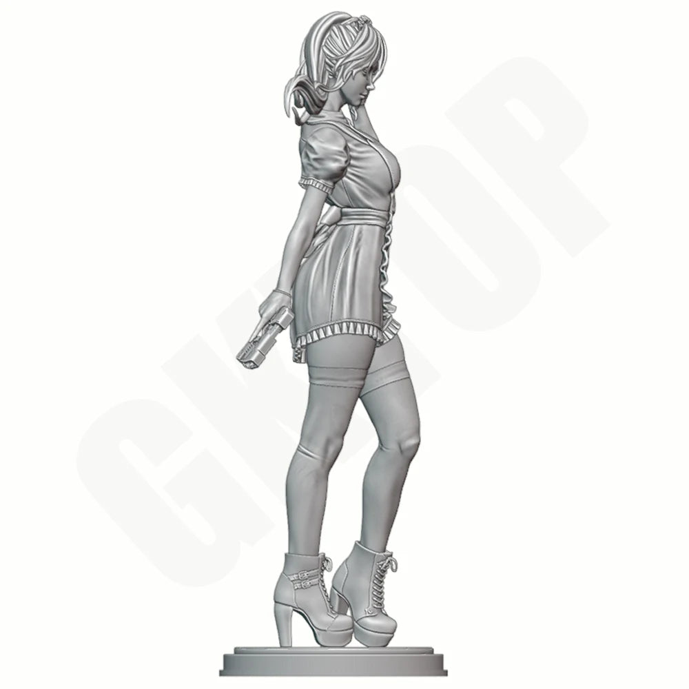 1/24 Maid with Gun, Resin Model Figure Kit, Anime Theme, Unassembled and Unpainted